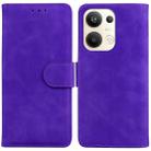 For OPPO Reno9 Pro+ Skin Feel Pure Color Flip Leather Phone Case(Purple) - 1