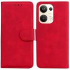 For OPPO Reno9 Pro+ Skin Feel Pure Color Flip Leather Phone Case(Red) - 1