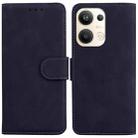 For OPPO Reno9 Pro+ Skin Feel Pure Color Flip Leather Phone Case(Black) - 1