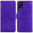 For TCL 408 Skin Feel Pure Color Flip Leather Phone Case(Purple) - 1