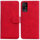 For TCL 408 Skin Feel Pure Color Flip Leather Phone Case(Red) - 1