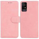 For TCL 408 Skin Feel Pure Color Flip Leather Phone Case(Pink) - 1