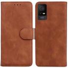 For TCL 408 Skin Feel Pure Color Flip Leather Phone Case(Brown) - 1