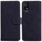 For TCL 408 Skin Feel Pure Color Flip Leather Phone Case(Black) - 1