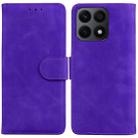 For Honor X8a Skin Feel Pure Color Flip Leather Phone Case(Purple) - 1