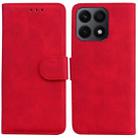 For Honor X8a Skin Feel Pure Color Flip Leather Phone Case(Red) - 1