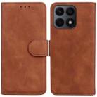 For Honor X8a Skin Feel Pure Color Flip Leather Phone Case(Brown) - 1