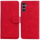For Samsung Galaxy A24 4G Skin Feel Pure Color Flip Leather Phone Case(Red) - 1