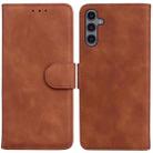 For Samsung Galaxy A24 4G Skin Feel Pure Color Flip Leather Phone Case(Brown) - 1