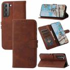 For Samsung Galaxy S23 5G Embossed Happy Cat Pattern Flip Leather Phone Case(Brown) - 1