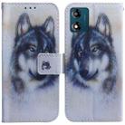 For Motorola Moto E13 Coloured Drawing Flip Leather Phone Case(White Wolf) - 1