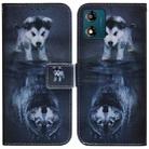 For Motorola Moto E13 Coloured Drawing Flip Leather Phone Case(Wolf and Dog) - 1