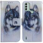 For Nokia C31 Coloured Drawing Flip Leather Phone Case(White Wolf) - 1