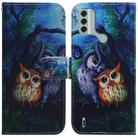 For Nokia C31 Coloured Drawing Flip Leather Phone Case(Oil Painting Owl) - 1