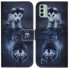 For Nokia C31 Coloured Drawing Flip Leather Phone Case(Wolf and Dog) - 1