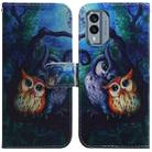 For Nokia X30 Coloured Drawing Flip Leather Phone Case(Oil Painting Owl) - 1