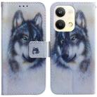 For OPPO Reno9 Pro Coloured Drawing Flip Leather Phone Case(White Wolf) - 1