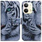 For OPPO Reno9 Pro Coloured Drawing Flip Leather Phone Case(Tiger) - 1