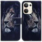 For OPPO Reno9 Pro+ Coloured Drawing Flip Leather Phone Case(Lion) - 1