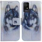 For TCL 408 Coloured Drawing Flip Leather Phone Case(White Wolf) - 1