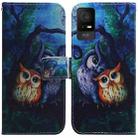 For TCL 408 Coloured Drawing Flip Leather Phone Case(Oil Painting Owl) - 1