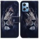 For Xiaomi Redmi Note 12 4G Global Coloured Drawing Flip Leather Phone Case(Lion) - 1