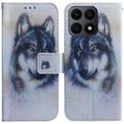 For Honor X8a Coloured Drawing Flip Leather Phone Case(White Wolf) - 1