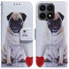 For Honor X8a Coloured Drawing Flip Leather Phone Case(Pug) - 1