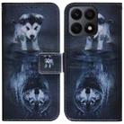 For Honor X8a Coloured Drawing Flip Leather Phone Case(Wolf and Dog) - 1