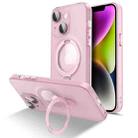 For iPhone 14 Plus MagSafe Magnetic Multifunctional Holder Phone Case(Pink) - 1