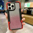 For iPhone 14 Pro Max Armor Acrylic 3 in 1 Gradient Glitter Powder Phone Case(Red) - 1