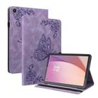 For Lenovo Tab M8 4th Gen TB-300FU Butterfly Flower Embossed Leather Tablet Case(Purple) - 1