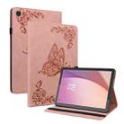 For Lenovo Tab M8 4th Gen TB-300FU Butterfly Flower Embossed Leather Tablet Case(Rose Gold) - 1