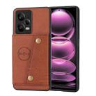 For Xiaomi Redmi Note 12 5G Global Double Buckle Magnetic Phone Case(Brown) - 1