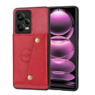 For Xiaomi Redmi Note 12 5G Global Double Buckle Magnetic Phone Case(Red) - 1