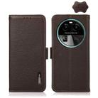 For OPPO Find X6 KHAZNEH Side-Magnetic Litchi Genuine Leather RFID Phone Case(Brown) - 1