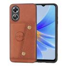 For OPPO A17 Double Buckle Magnetic Phone Case(Light Brown) - 1