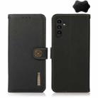 For Samsung Galaxy M14 5G KHAZNEH Custer Genuine Leather RFID Phone Case(Black) - 1