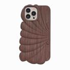 For iPhone 14 Pro Wood Grain Shell Shape TPU Phone Case(Dark Brown) - 1