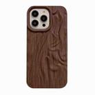 For iPhone 14 Plus Pleated Wood Grain TPU Phone Case(Dark Brown) - 1
