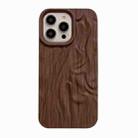 For iPhone 14 Pro Max Pleated Wood Grain TPU Phone Case(Dark Brown) - 1