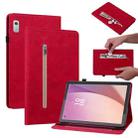 For Lenovo Tab M9 Skin Feel Solid Color Zipper Leather Tablet Case(Red) - 1