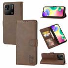 For Xiaomi Redmi 12C Embossed Happy Cat Pattern Flip Leather Phone Case(Brown) - 1
