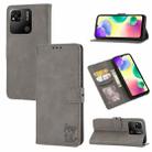 For Xiaomi Redmi 12C Embossed Happy Cat Pattern Flip Leather Phone Case(Grey) - 1