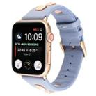 Single Row Riveted Genuine Leather Watch Band For Apple Watch Ultra 49mm&Watch Ultra 2 49mm / Series 9&8&7 45mm / SE 3&SE 2&6&SE&5&4 44mm / 3&2&1 42mm(Dark Blue Rose Gold) - 1