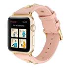 Single Row Riveted Genuine Leather Watch Band For Apple Watch Series 9&8&7 41mm / SE 3&SE 2&6&SE&5&4 40mm / 3&2&1 38mm(Pink Gold) - 1