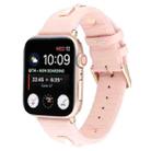 Single Row Riveted Genuine Leather Watch Band For Apple Watch Series 9&8&7 41mm / SE 3&SE 2&6&SE&5&4 40mm / 3&2&1 38mm(Pink Rose Gold) - 1