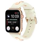 Single Row Riveted Genuine Leather Watch Band For Apple Watch Series 8&7 41mm / SE 2&6&SE&5&4 40mm / 3&2&1 38mm(Beige Rose Gold) - 1