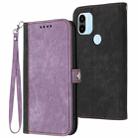 For Xiaomi Redmi A1+ Side Buckle Double Fold Hand Strap Leather Phone Case(Purple) - 1