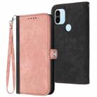 For Xiaomi Redmi A1+ Side Buckle Double Fold Hand Strap Leather Phone Case(Pink) - 1